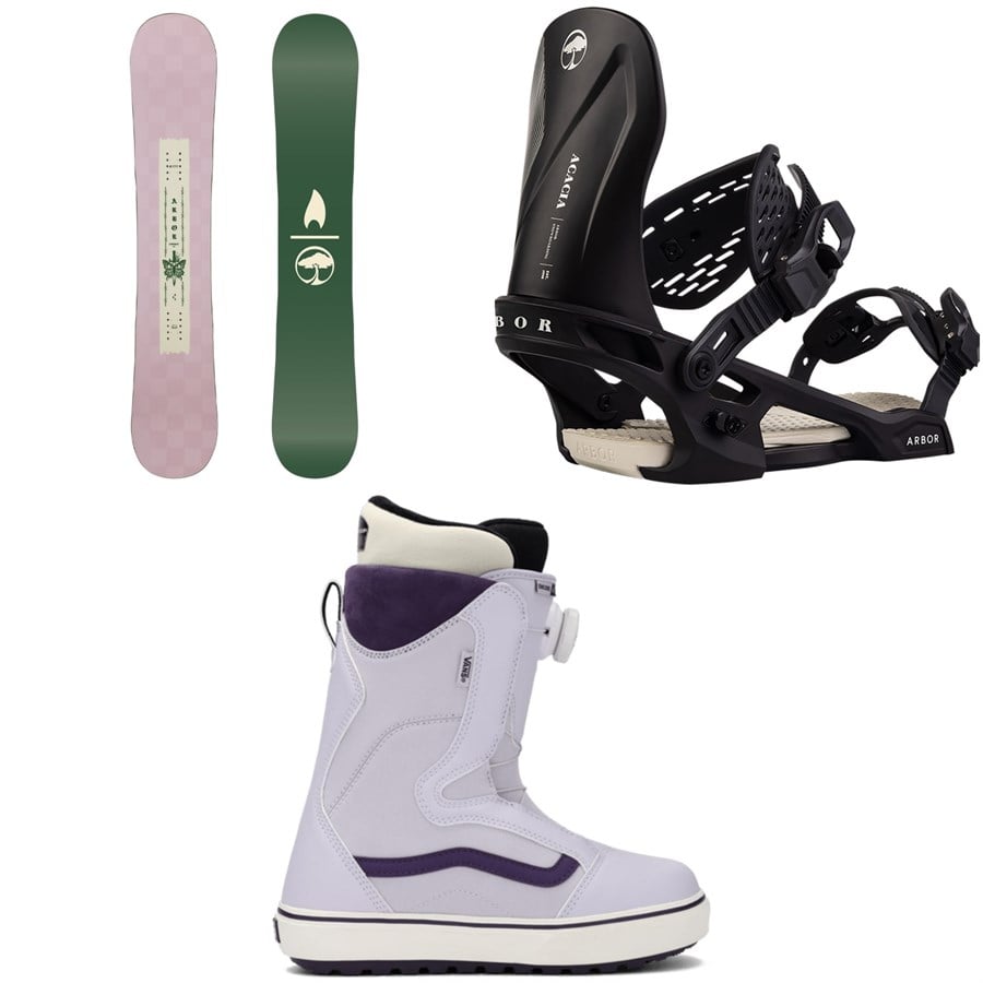Arbor Cadence Snowboard + Acacia Snowboard Bindings + Vans Encore OG Snowboard Boots - Women's 2026