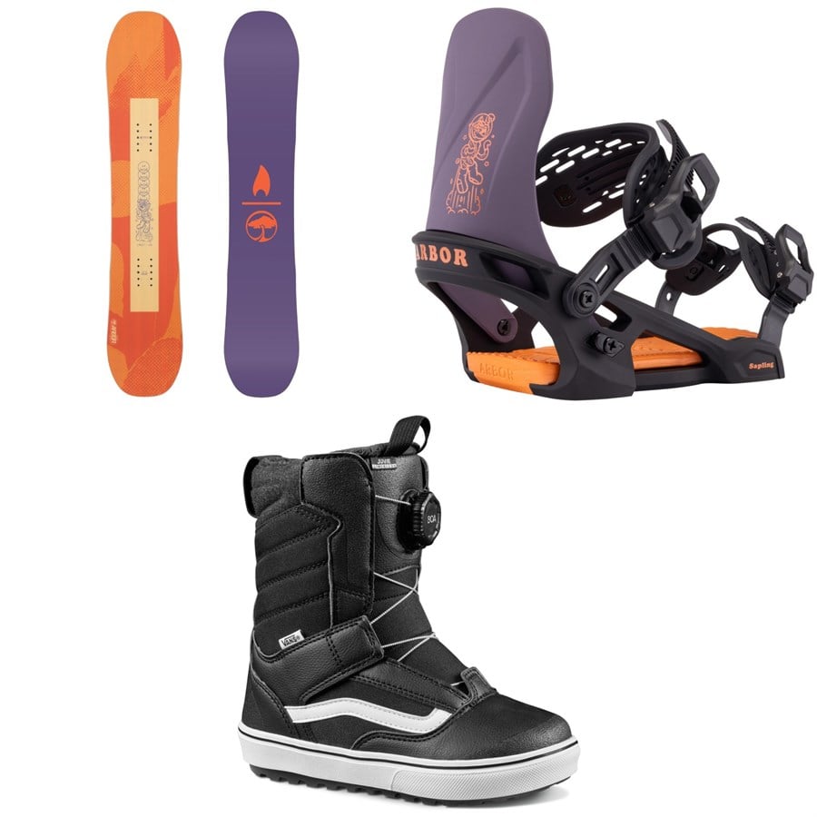 Arbor Cavet Snowboard + Sapling Snowboard Bindings + Vans Juvie Linerless Snowboard Boots - Kids' 2026