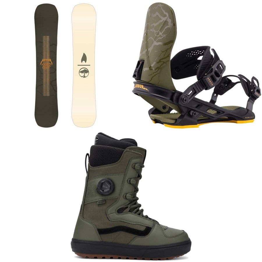 Arbor Draft Snowboard + Hemlock Snowboard Bindings + Vans Invado OG Snowboard Boots 2026