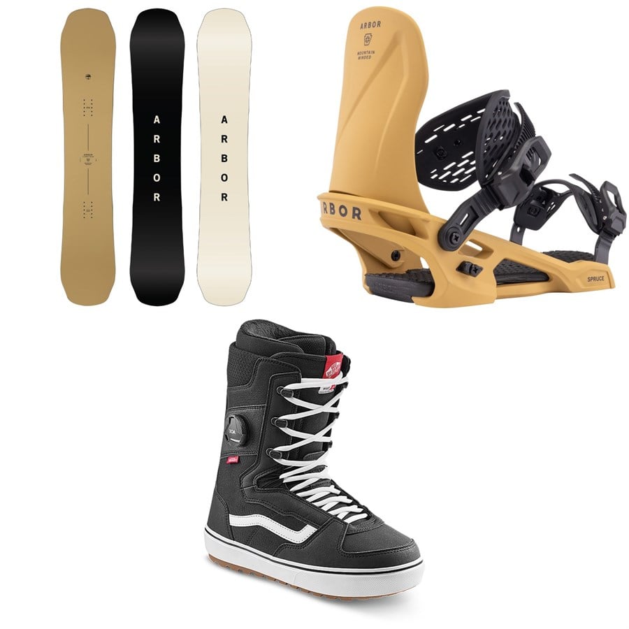 Arbor Element Decon Snowboard + Spruce Snowboard Bindings + Vans Invado OG Snowboard Boots 2026