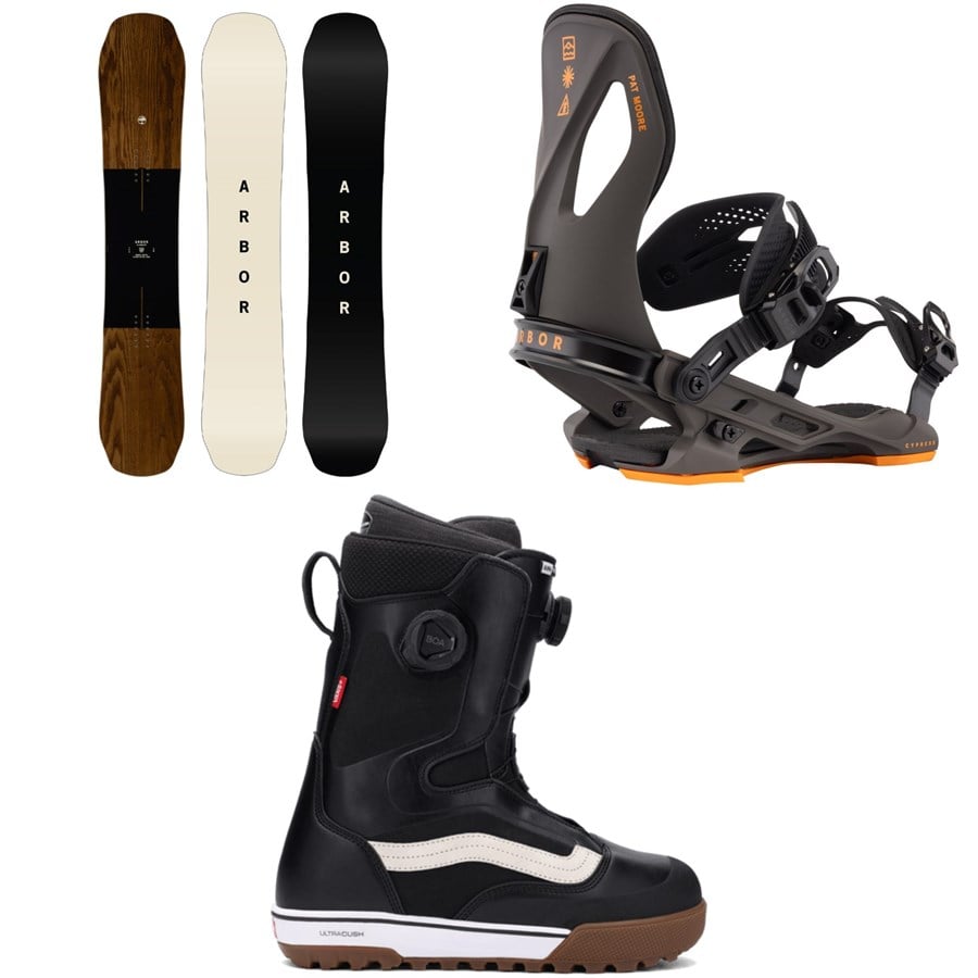 Arbor Element Snowboard + Cypress Snowboard Bindings + Vans Aura Pro Snowboard Boots 2026