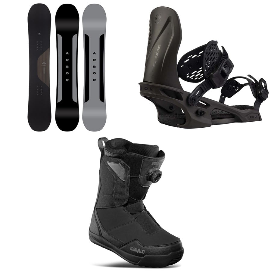 Arbor Formula Snowboard + Spruce Snowboard Bindings + thirtytwo Shifty Boa Snowboard Boots 2025