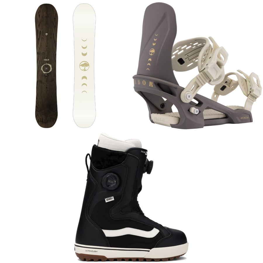 Arbor Mantra Snowboard + Acacia Snowboard Bindings + Vans Encore Pro Snowboard Boots - Women's 2026