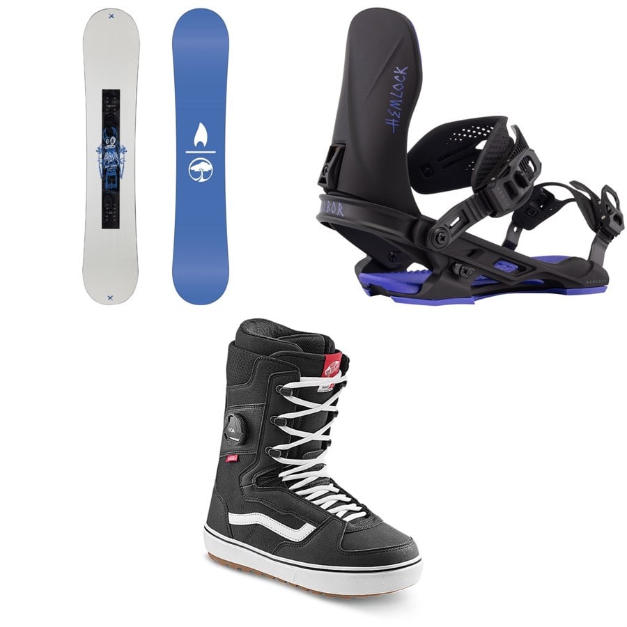 Arbor Metal Machine Decon Snowboard + Hemlock Snowboard Bindings + Vans Invado OG Snowboard Boots 2026