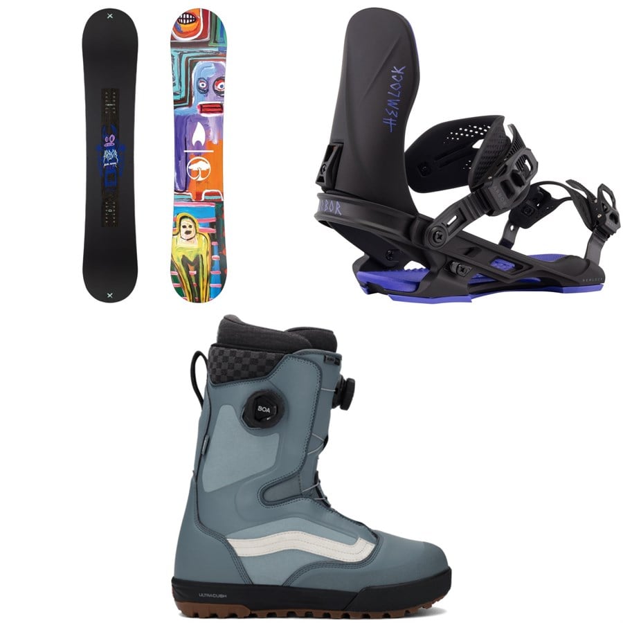 Arbor Metal Machine Snowboard + Hemlock Snowboard Bindings + Vans Aura Pro Snowboard Boots 2026