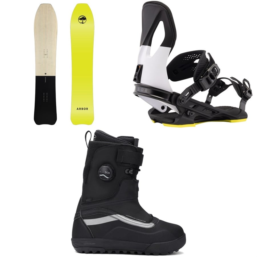 Arbor Padre Snowboard + Cypress Snowboard Bindings + Vans Infuse Snowsurf Snowboard Boots 2026