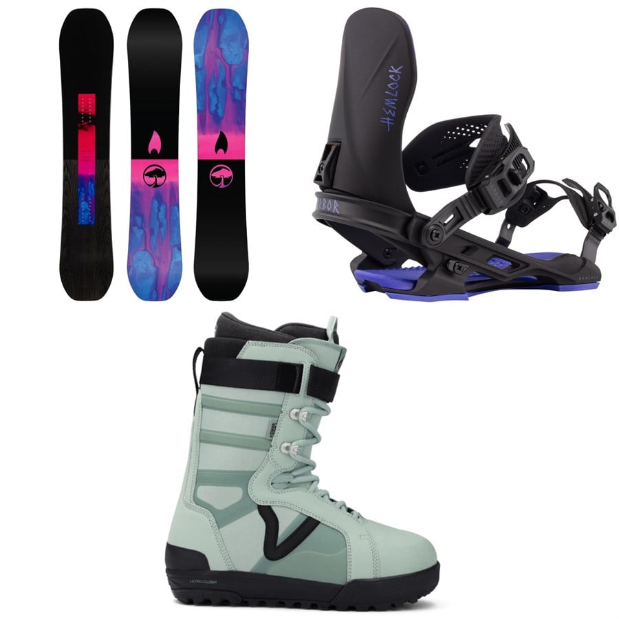 Arbor Rain Snowboard + Hemlock Snowboard Bindings + Vans Hi-Standard Pro Snowboard Boots 2026
