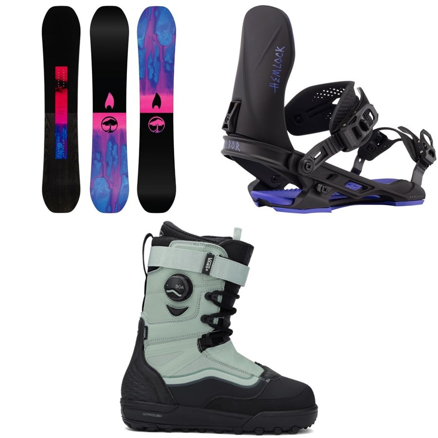 Arbor Rain Snowboard + Hemlock Snowboard Bindings + Vans Infuse Snowboard Boots 2026