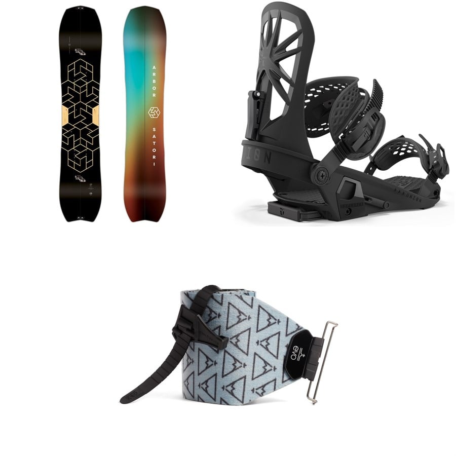 Arbor Satori Splitboard Splitboard + Union Explorer Splitboard Bindings + evo x Pomoca Pro Glide Splitboard Skins