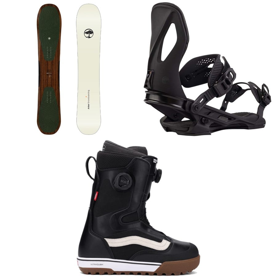 Arbor Verado Snowboard + Cypress Snowboard Bindings + Vans Aura Pro Snowboard Boots 2026