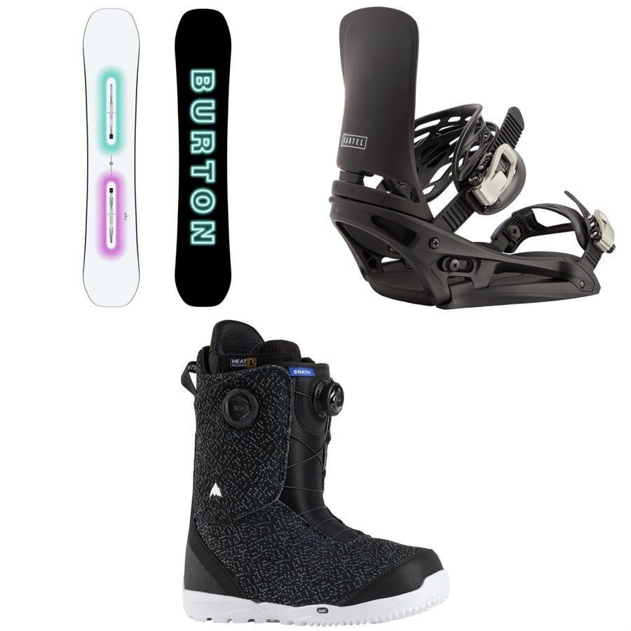 Burton Custom Snowboard + Cartel EST Snowboard Bindings + Swath BOA Snowboard Boots 2026