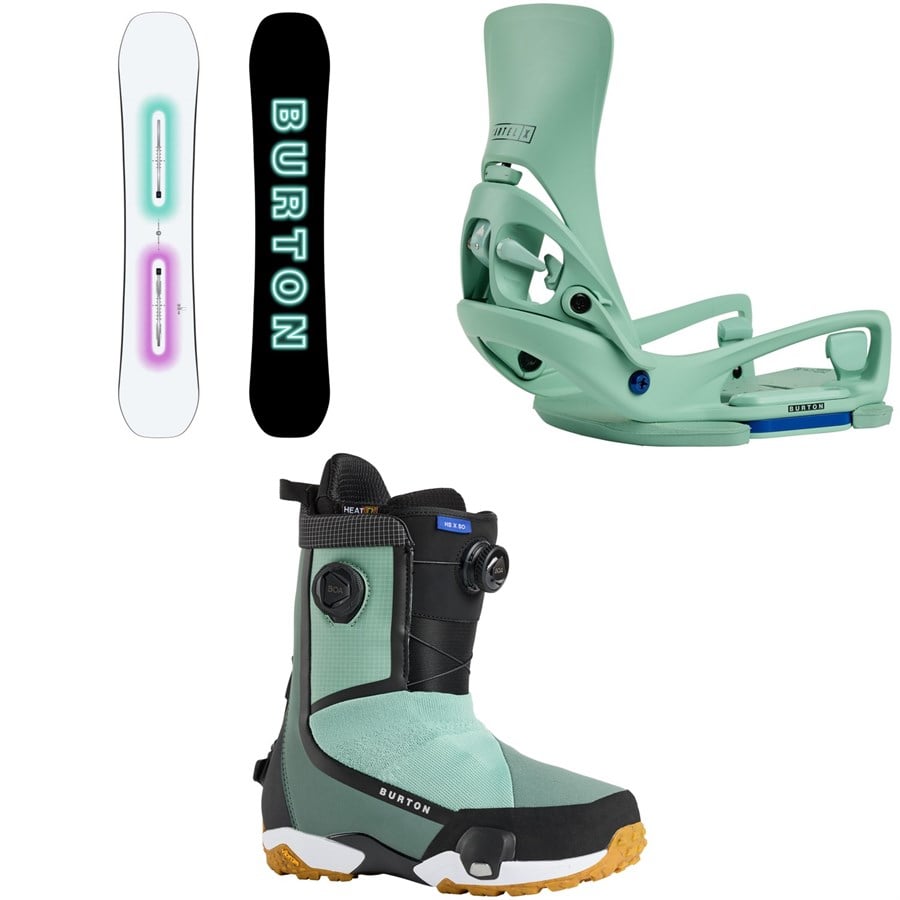 Burton Custom Snowboard + Step On Cartel X EST Snowboard Bindings + Highshot X Step On Snowboard Boots 2026