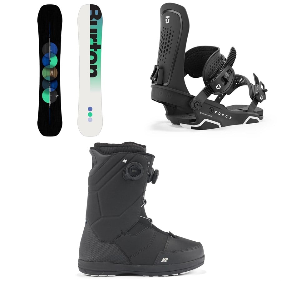 Burton Custom Snowboard + Union Force Snowboard Bindings + K2 Maysis Snowboard Boots 2025