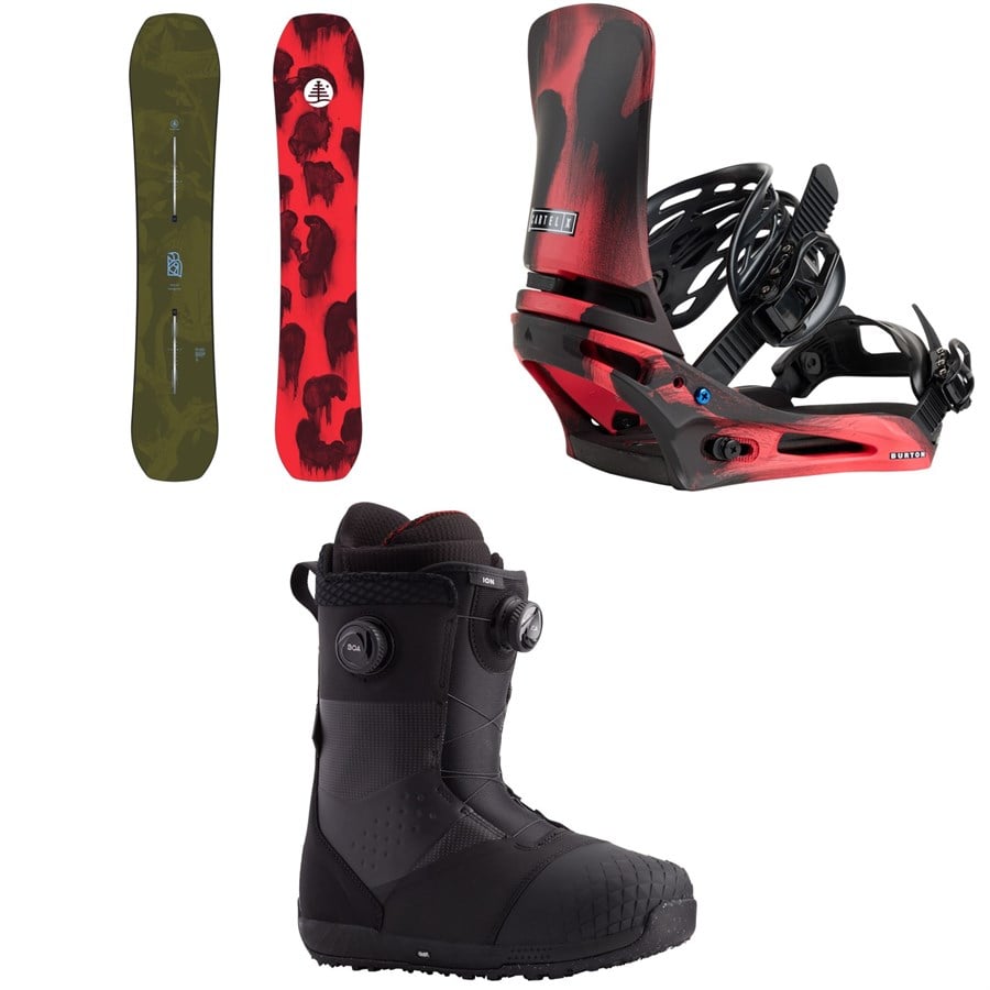 Burton Family Tree Hometown Hero Snowboard + Cartel X Snowboard Bindings + Ion Boa Snowboard Boots 2026