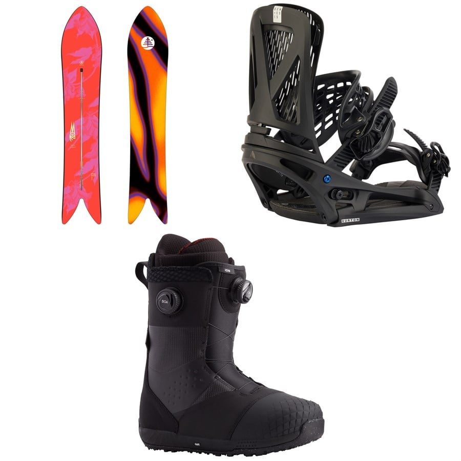 Burton Family Tree Smooth Operator Snowboard + Genesis EST Snowboard Bindings + Ion Boa Snowboard Boots 2026