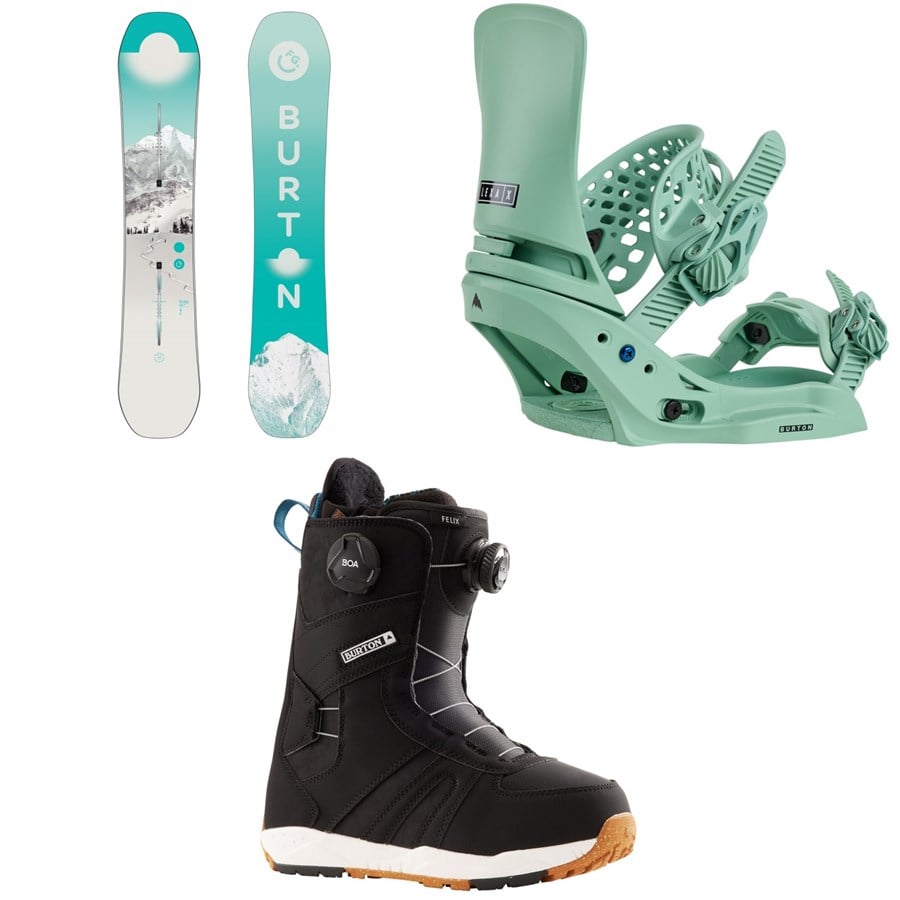 Burton Feelgood Flying V Snowboard + Lexa X EST Snowboard Bindings + Felix Boa Snowboard Boots - Women's 2026
