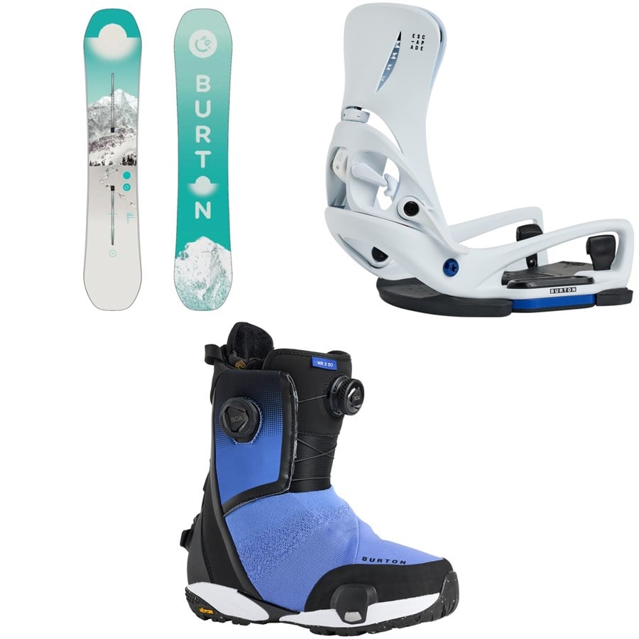 Burton Feelgood Snowboard + Step On Escapade EST Snowboard Bindings + Waverange X Step On Snowboard Boots - Women's 2026