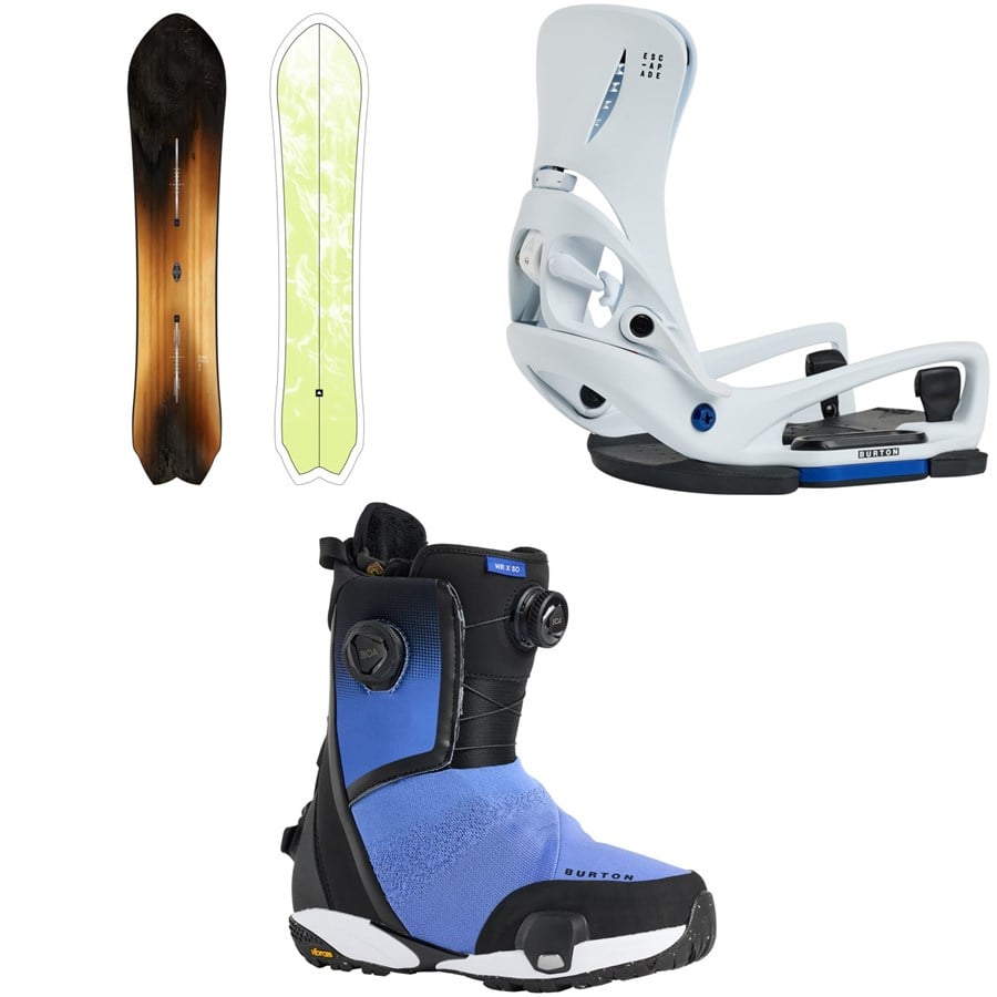 Burton Fish 3D Flat Top Snowboard + Step On Escapade EST Snowboard Bindings + Waverange X Step On Snowboard Boots - Women's 2026