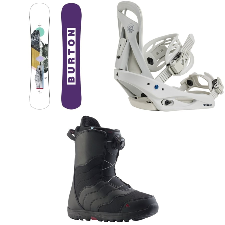 Burton Hideaway Snowboard + Citizen Snowboard Bindings + Mint Boa Snowboard Boots - Women's 2026