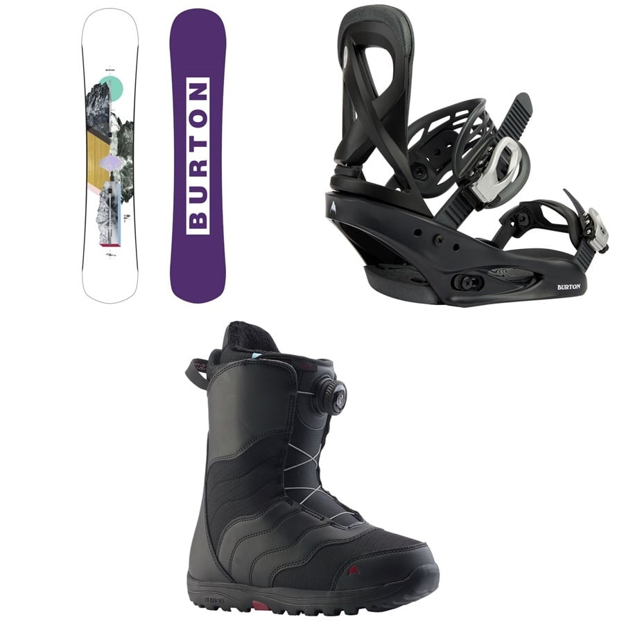 Burton Hideaway Snowboard + Scribe Snowboard Bindings + Mint Boa Snowboard Boots - Women's 2026