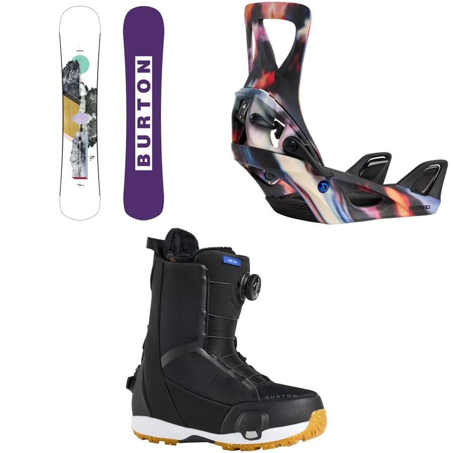Burton Hideaway Snowboard + Step On Snowboard Bindings + Waverange Step On Snowboard Boots - Women's 2026