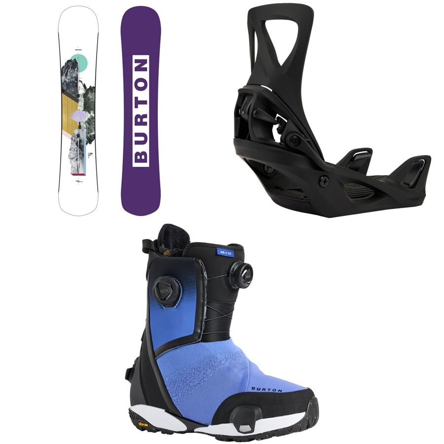 Burton Hideaway Snowboard + Step On Snowboard Bindings + Waverange X Step On Snowboard Boots - Women's 2026