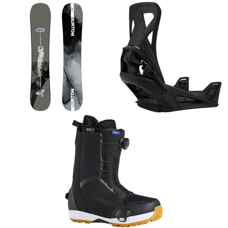 Burton Instigator PurePop Camber Snowboard + Step On Snowboard Bindings + Waverange Step On Snowboard Boots 2026