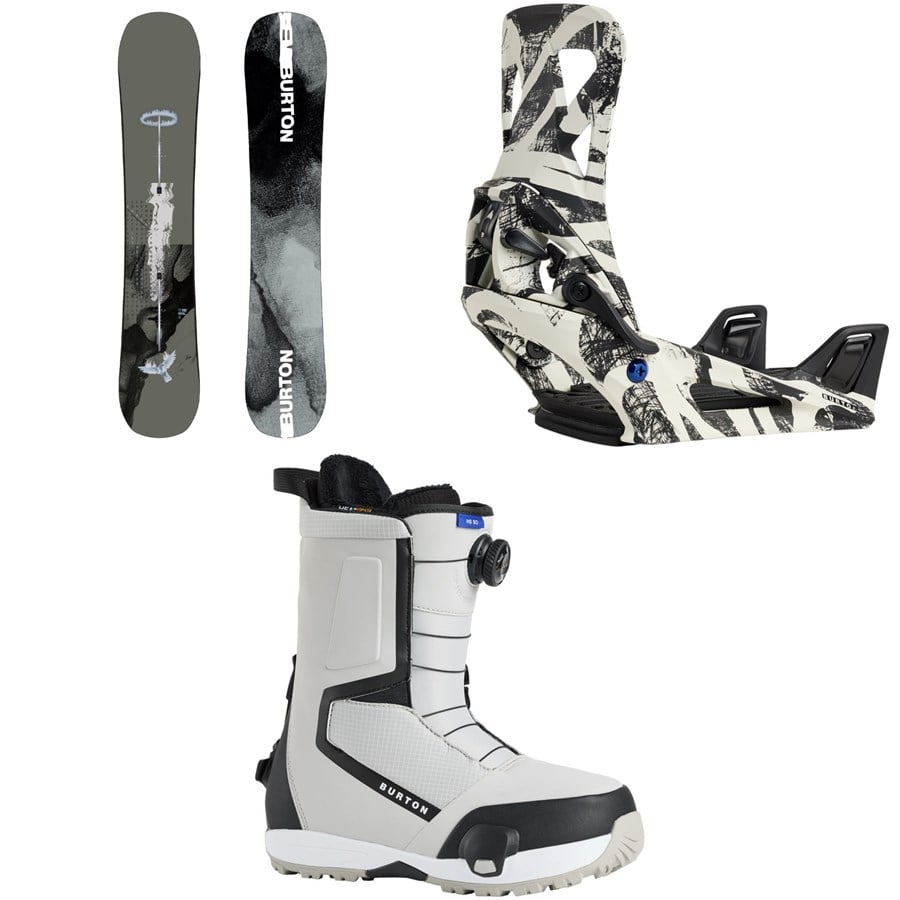 Burton Instigator PurePop Camber Snowboard + Step On Snowboard Bindings + Highshot Step On Snowboard Boots 2026