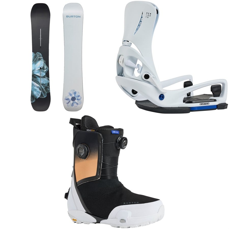 Burton Process Snowboard + Step On Genesis EST Snowboard Bindings + Waverange X Step On Snowboard Boots 2026