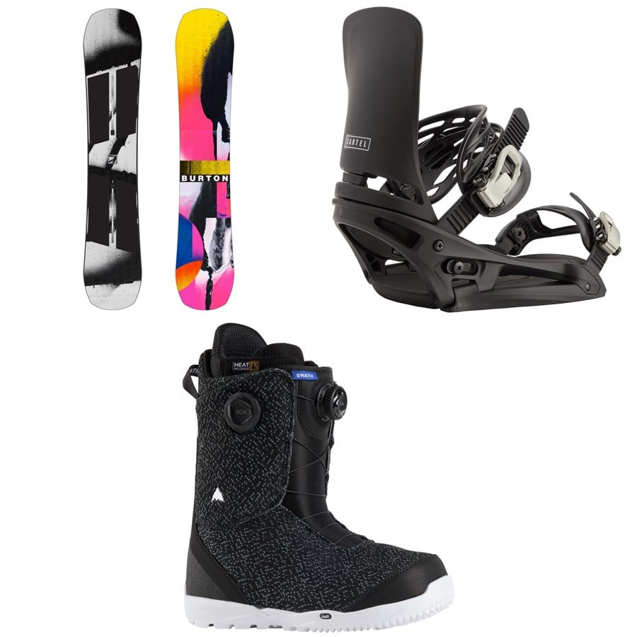Burton Rewind Snowboard + Cartel EST Snowboard Bindings + Swath BOA Snowboard Boots 2026