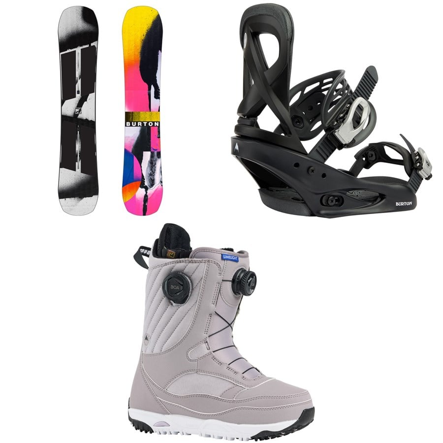 Burton Rewind Snowboard + Scribe Snowboard Bindings + Limelight Boa Snowboard Boots - Women's 2026