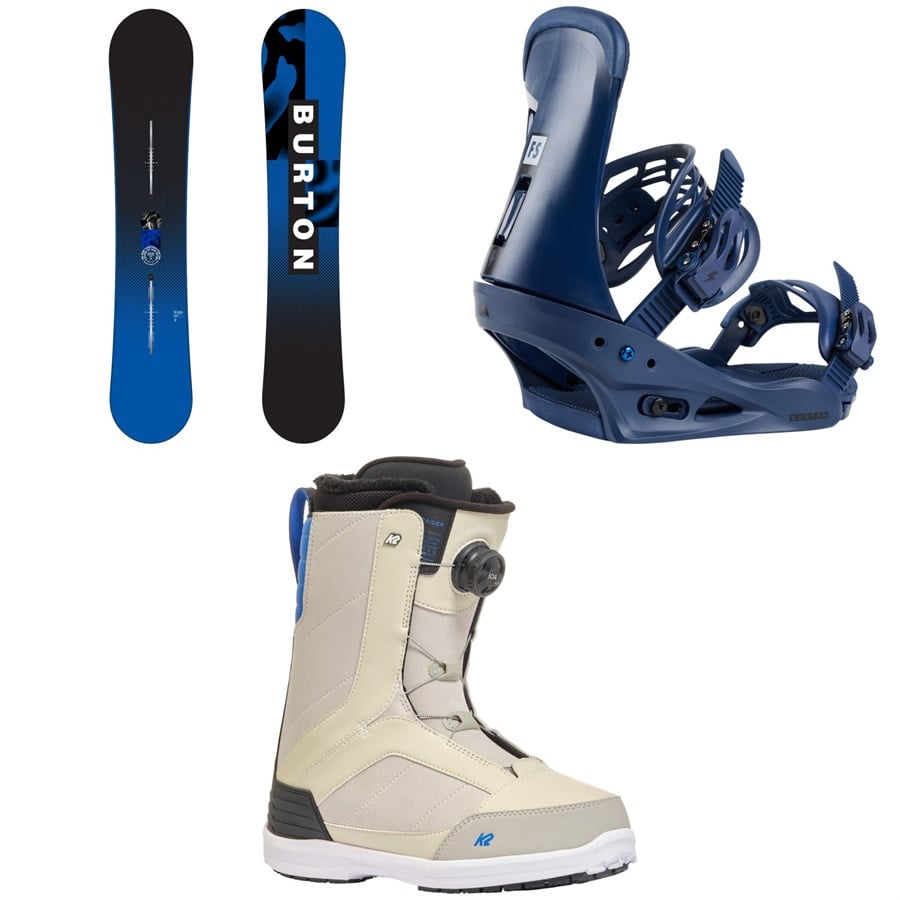 Burton Ripcord Snowboard + Freestyle Snowboard Bindings + K2 Raider Snowboard Boots 2025
