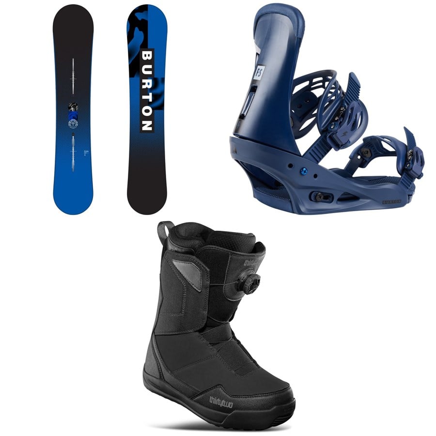 Burton Ripcord Snowboard + Freestyle Snowboard Bindings + thirtytwo Shifty Boa Snowboard Boots 2025