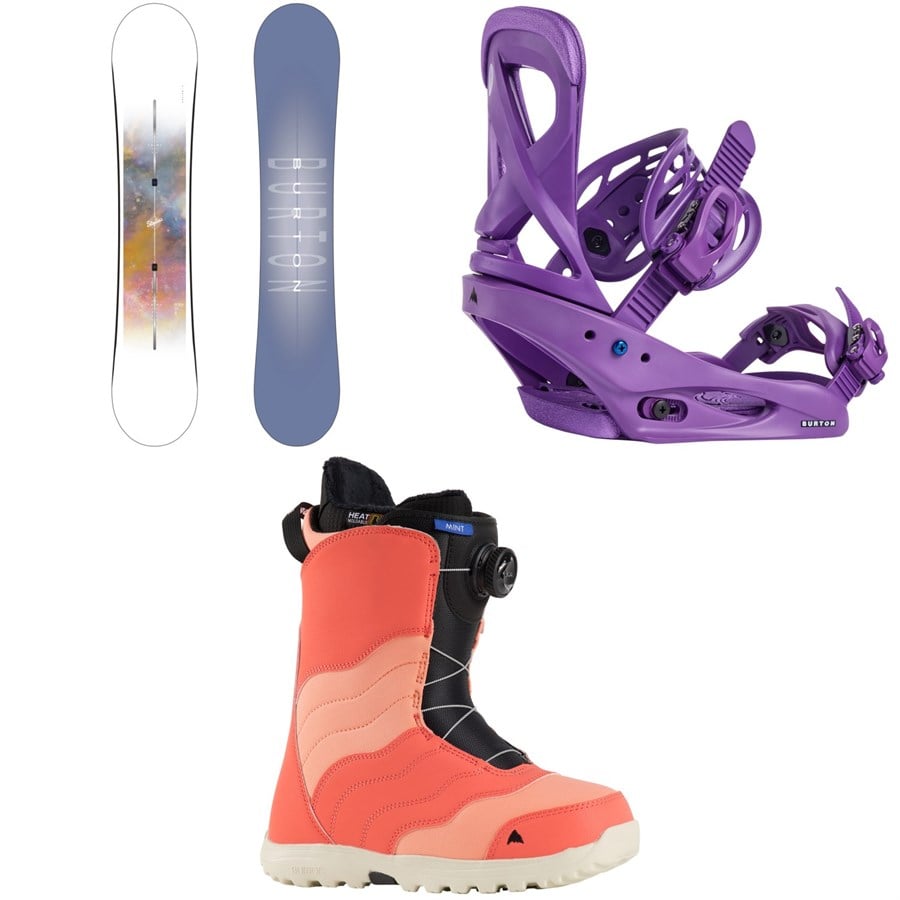 Burton Stylus Snowboard + Scribe Snowboard Bindings + Mint Boa Snowboard Boots - Women's 2025