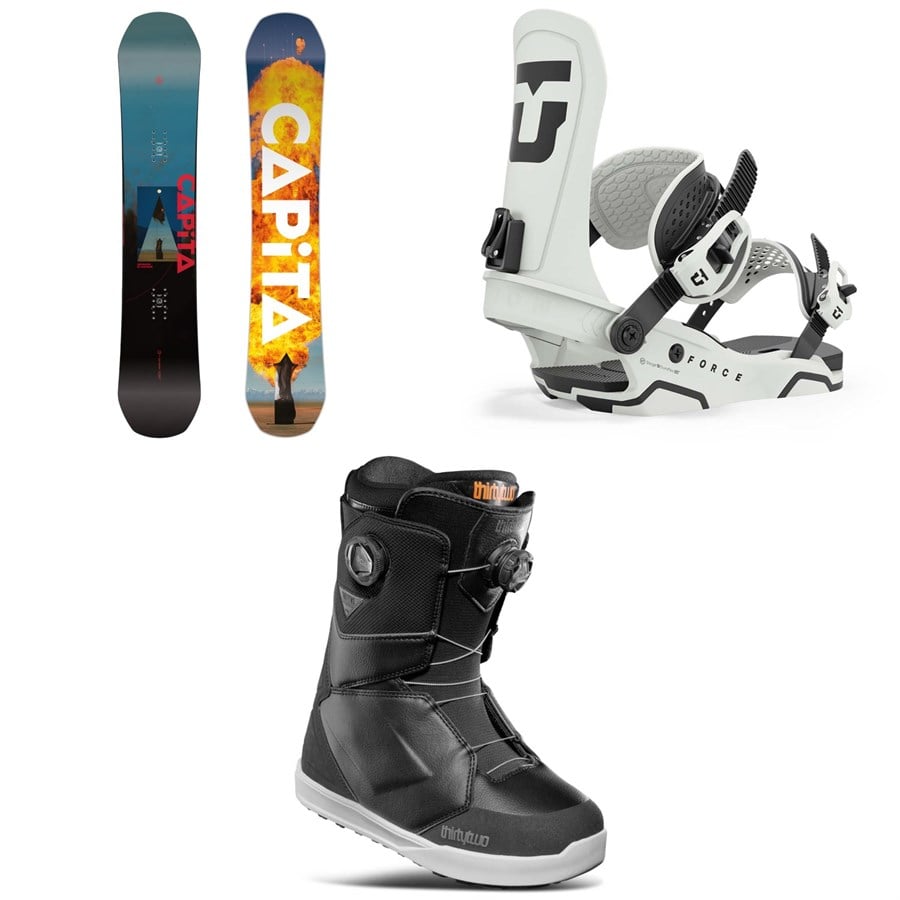 CAPiTA Defenders Of Awesome Snowboard + Union Force Snowboard Bindings + thirtytwo Lashed Double Boa Snowboard Boots 2025