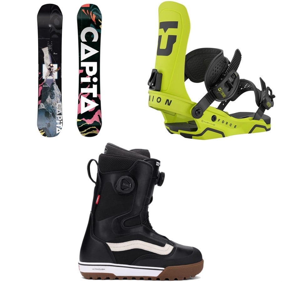 CAPiTA Defenders Of Awesome Snowboard + Union Force Snowboard Bindings + Vans Aura Pro Snowboard Boots 2026
