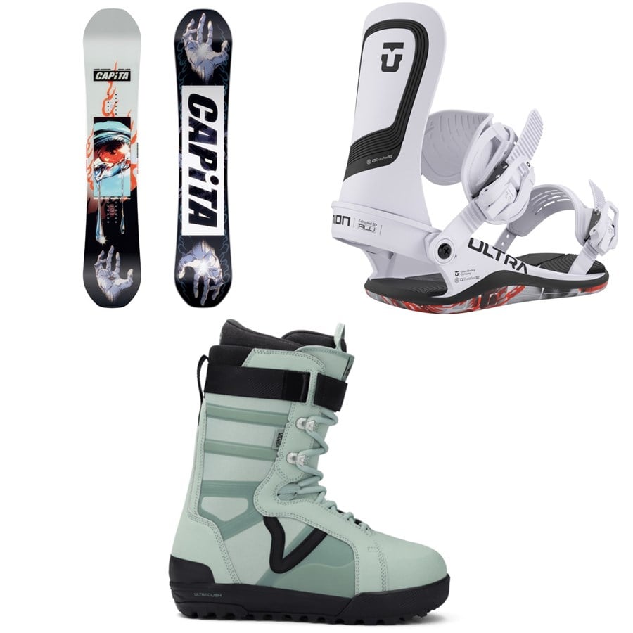 CAPiTA Indoor Survival Snowboard + Union Ultra Snowboard Bindings + Vans Hi-Standard Pro Snowboard Boots 2026