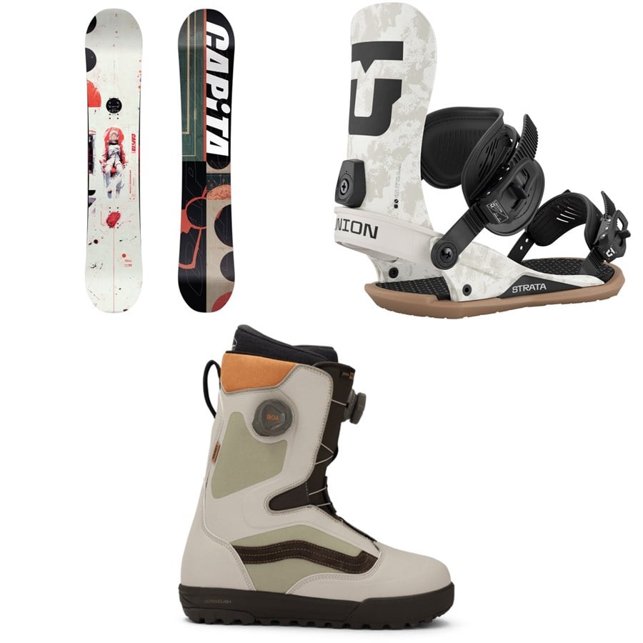 CAPiTA Outerspace Living Snowboard + Union Strata Snowboard Bindings + Vans Aura Pro Snowboard Boots 2026