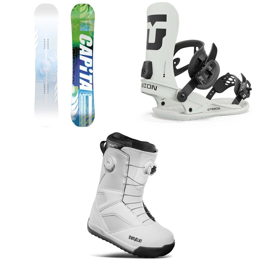 CAPiTA Pathfinder Reverse Camber Snowboard + Union Strata Snowboard Bindings + thirtytwo STW Double Boa Snowboard Boots 2025