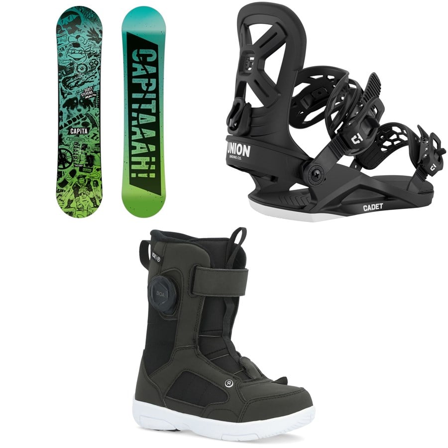 CAPiTA Scott Stevens Mini Snowboard + Union Cadet Snowboard Bindings + Ride Norris Snowboard Boots - Kids 2026
