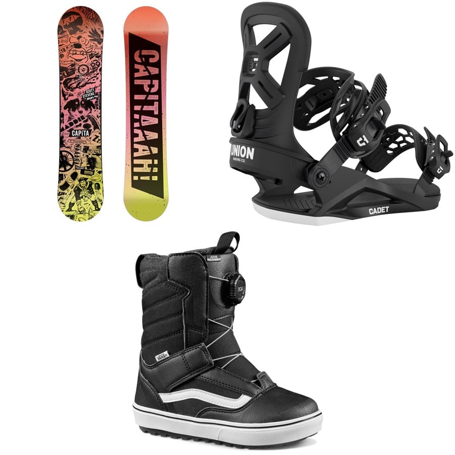 CAPiTA Scott Stevens Mini Snowboard + Union Cadet Snowboard Bindings + Vans Juvie Linerless Snowboard Boots - Kids' 2026