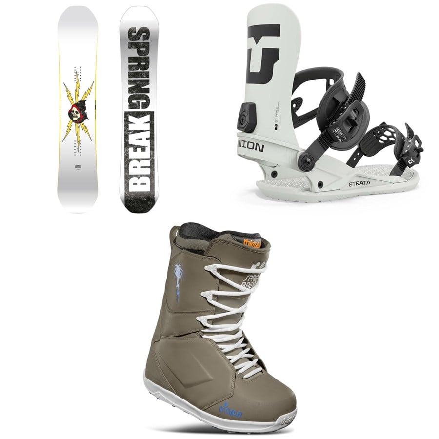 CAPiTA Spring Break Resort Twin Snowboard + Union Strata Snowboard Bindings + thirtytwo Lashed Premium Spring Break Snowboard Boots 2025