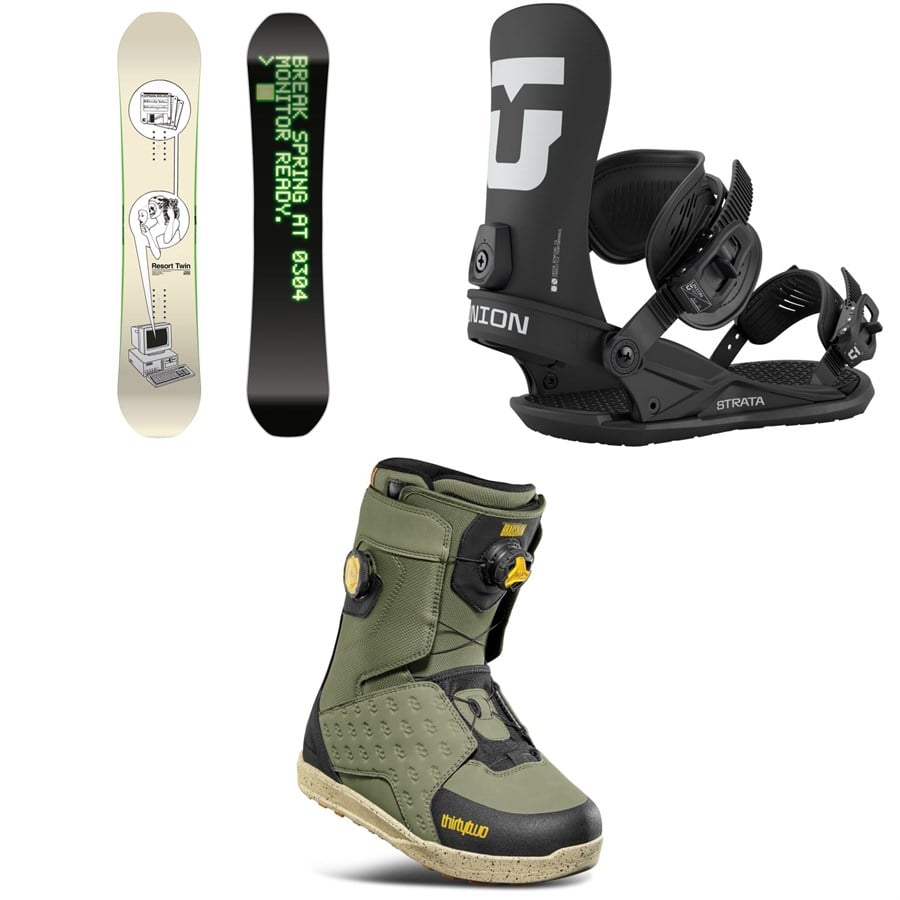 CAPiTA Spring Break Resort Twin Snowboard + Union Strata Snowboard Bindings + thirtytwo Lashed Double Boa Snowboard Boots 2026