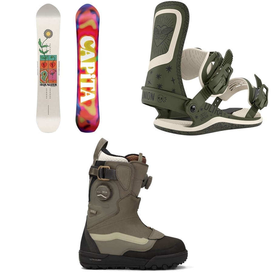 CAPiTA The Equalizer Snowboard + Union Ultra Snowboard Bindings + Vans Viaje Range Edition Snowboard Boots - Women's 2026