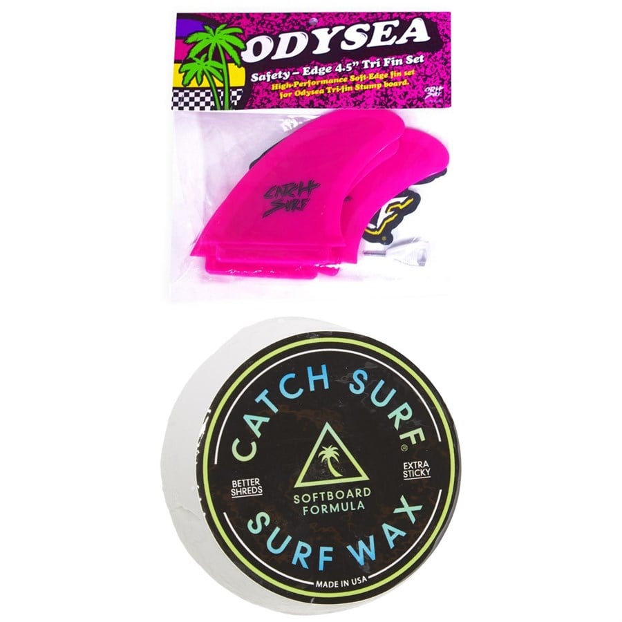 Catch Surf Hi-Performance Safety-Edge Tri Fin Set + Catch Surf Surf Wax