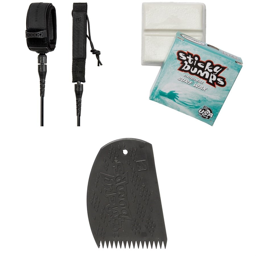 Creatures of Leisure Pro 7' Surf Leash + Sticky Bumps Basecoat Wax + Sticky Bumps Easy Grip Wax Comb