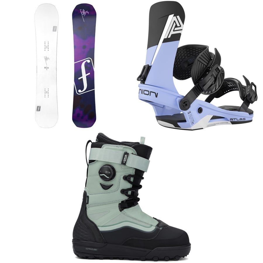 Forum Roost Snowboard + Union Atlas Snowboard Bindings + Vans Infuse Snowboard Boots