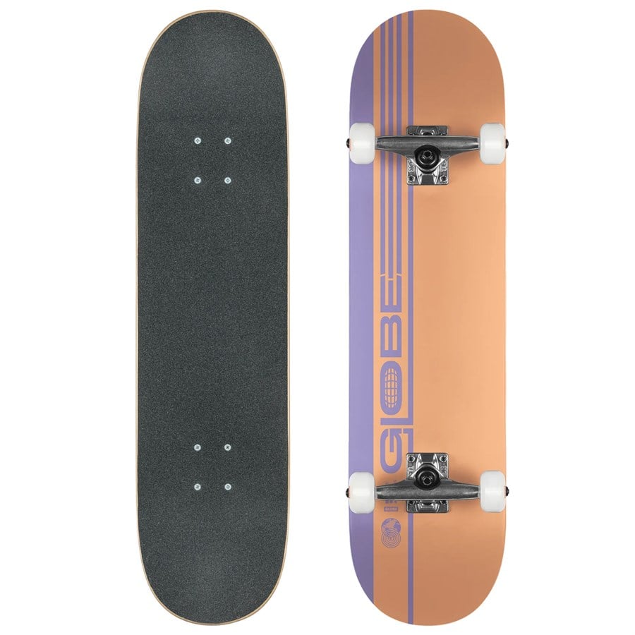 Globe G0 Strype Hard Dusty Orange/Lavender 7.75 Complete Skateboard