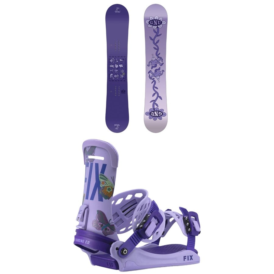 GNU Asym Velvet C2 Snowboard + Fix Iris Pro Snowboard Bindings - Women's 2025