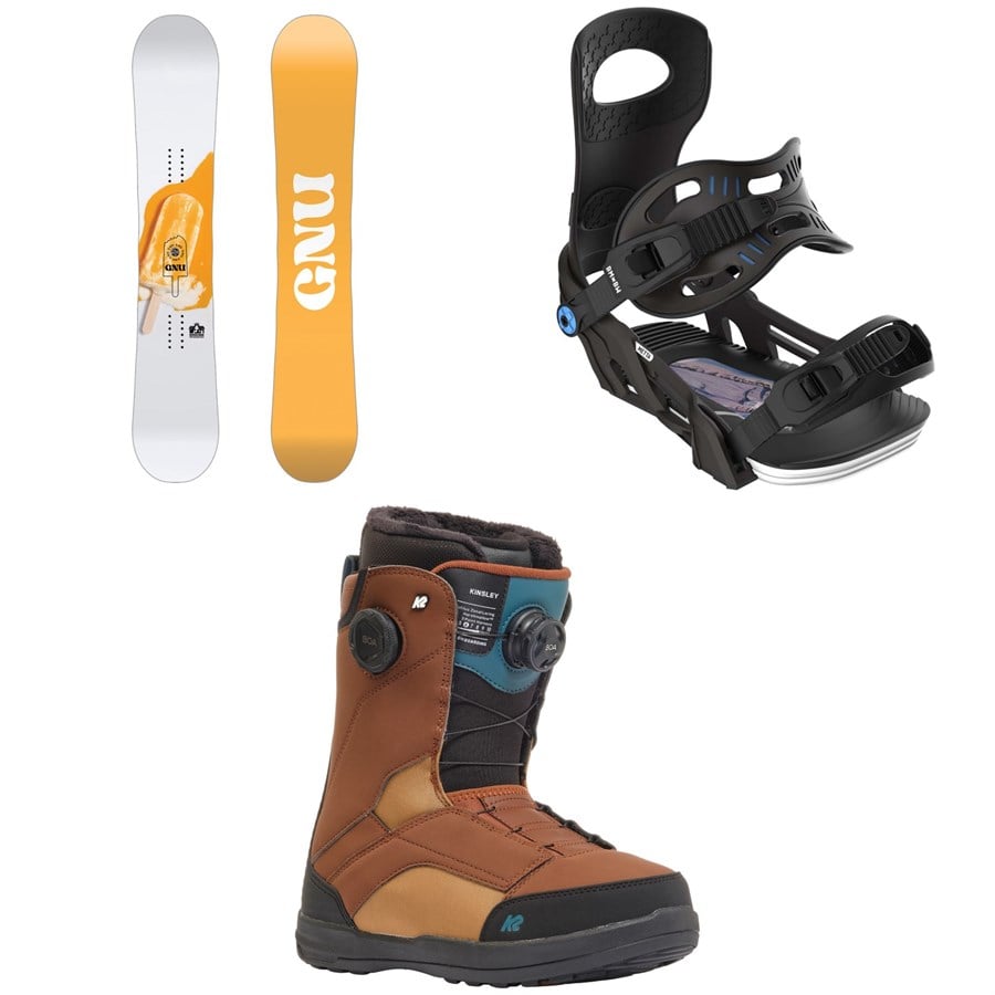 GNU B-Nice BTX Snowboard + Bent Metal Metta Snowboard Bindings + K2 Kinsley Snowboard Boots - Women's 2025